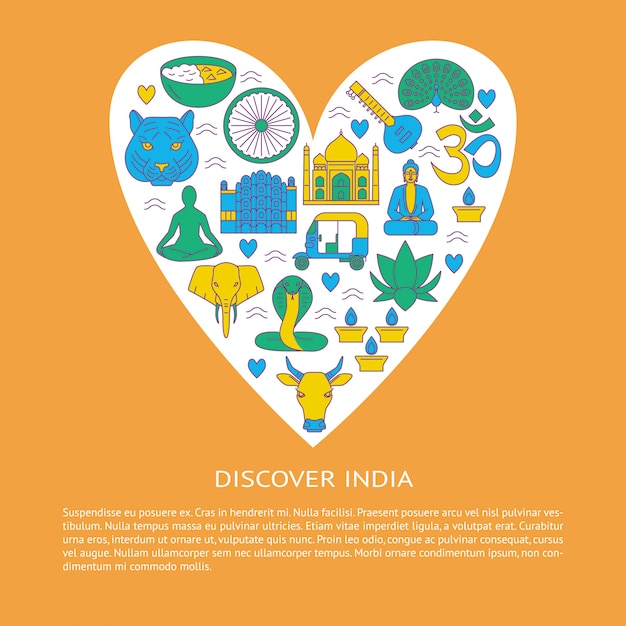 Descubre la India, elementos en forma de corazón