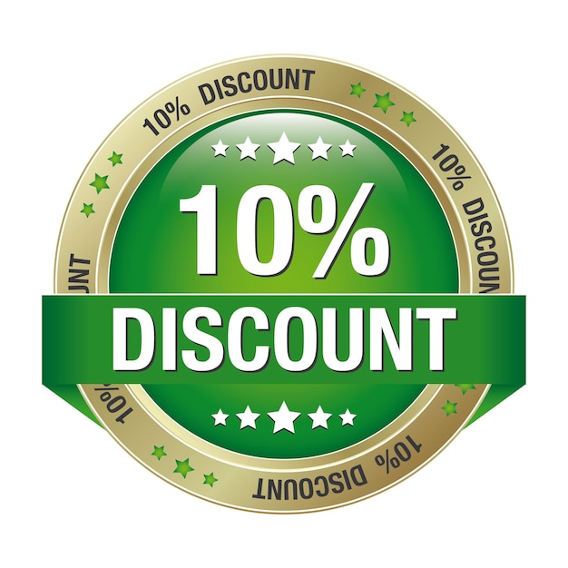 Descuento del 10 por ciento botón verde
