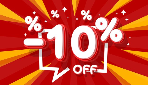 Descuento de 10 por ciento en regalos, oferta especial de descuento en banners, ilustración vectorial.