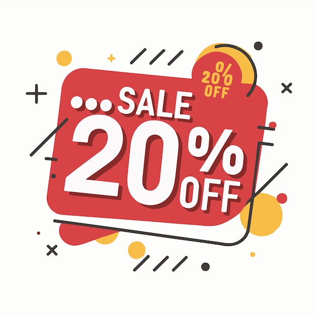 Descuento de 20 en la venta de partículas Banner Oferta de descuento etiqueta de precio Vector Ilustración de pegatinas modernas
