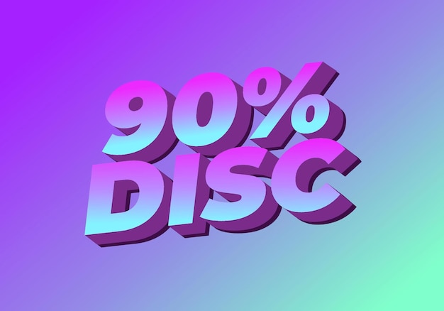Descuento del 90 por ciento Efecto de texto en estilo 3D con colores llamativos