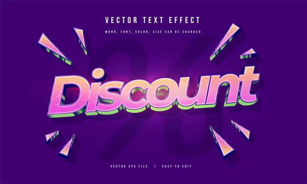 Descuento en compras de venta flash y ofrece efecto de estilo de texto editable
