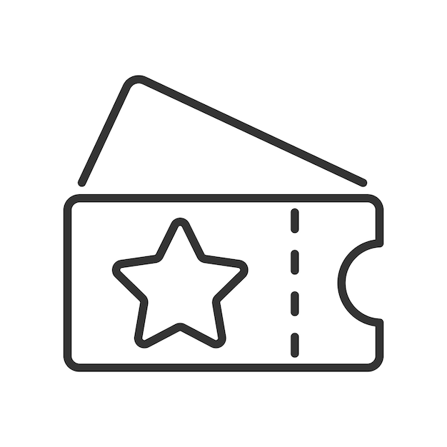 descuento de cupón con estrella recompensa de oferta de bonificación icono lineal vectorial