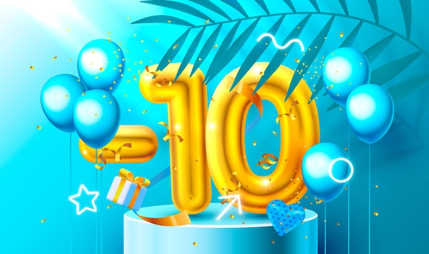 Descuento de descuento composición creativa d símbolo de venta de oro con objetos decorativos globos en forma de corazón ...