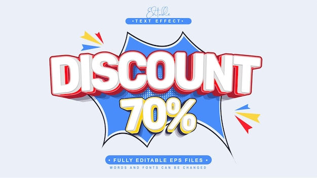 Descuento editable 70 efecto de texto