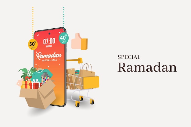 Descuento especial de carteles de Ramadán y etiqueta de mejor oferta con motivo del Ramadán Kareem