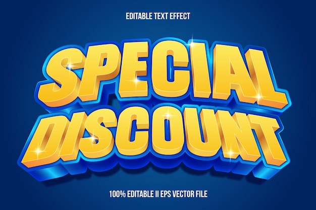 Descuento especial Efecto de texto editable Estilo de gradiente de relieve 3D