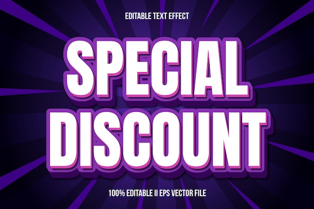 Descuento especial Efecto de texto editable Estilo de gradiente de relieve 3D