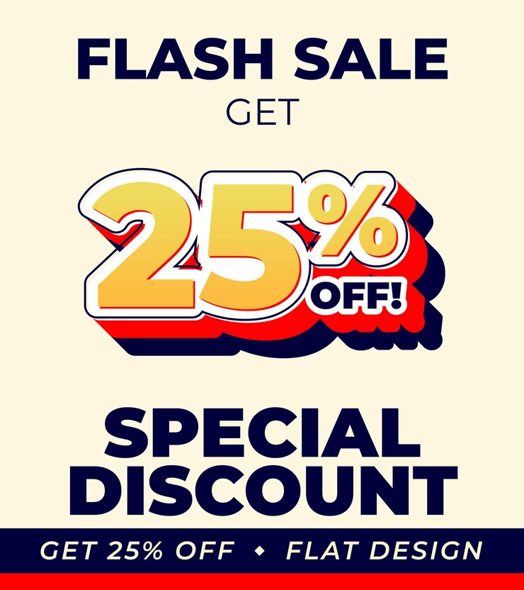 Descuento especial obtener un 25 por ciento de descuento diseño plano y perspectiva