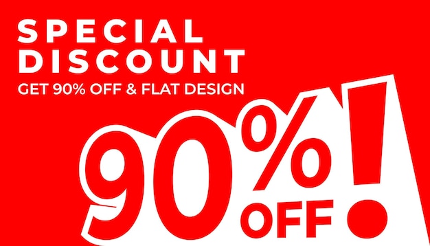 Descuento especial obtener el 90 por ciento de descuento diseño plano y perspectiva