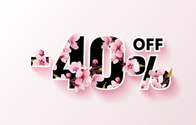Descuento especial de primavera como regalo para el comprador 40 Porcentaje de venta Vector