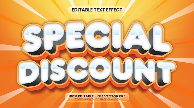 Descuento especial de vector estilo de efecto de texto editable 3d