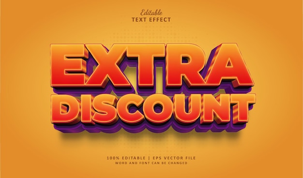 Descuento extra editabe estilo de efecto de texto venta 3D naranja