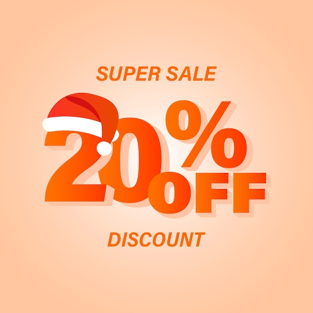 Descuento de Navidad oferta especial venta plantilla de banner con sombrero de Papá Noel descuento estacional