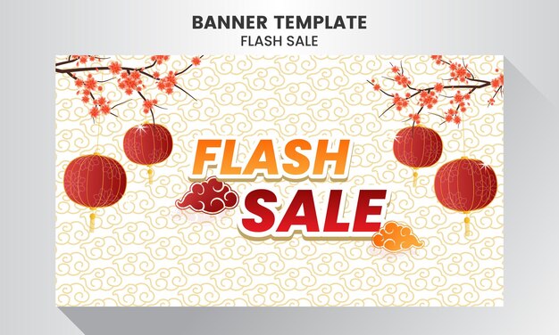 Descuento de venta flash de año nuevo chino con fondo y adorno Oferta especial Promoción de venta flash