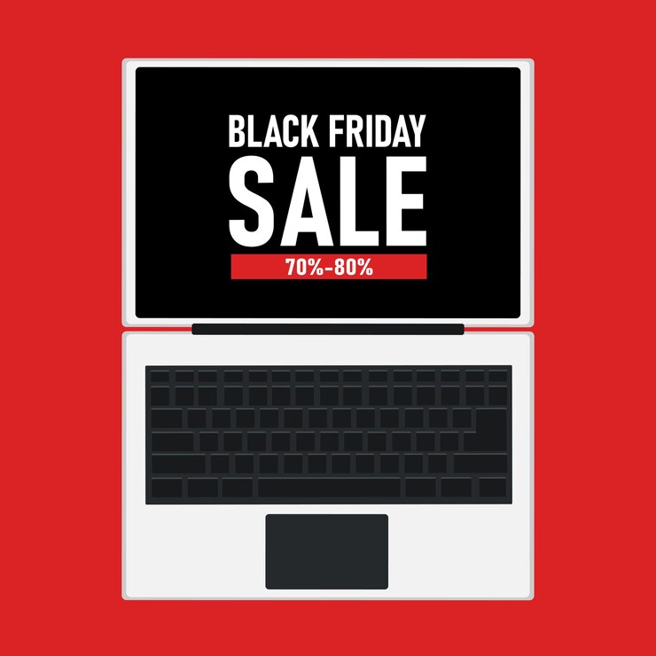 Vector descuentos para portátiles black friday flyer design