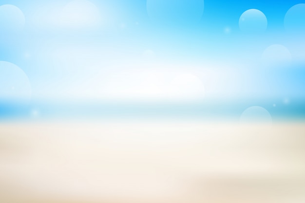 Desenfoque de fondo abstracto de playa y arena con luz de sol bokeh para verano.