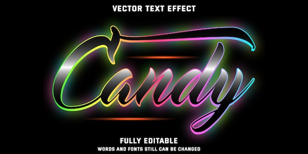 desenfoque negro y brillante Efecto de texto editable texto de caramelo en moderno