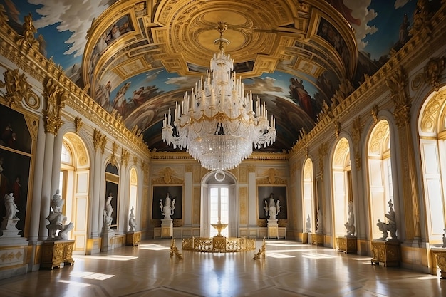 Vector desentrañando el patrimonio de los monumentos históricos y los monumentos antiguos de la ciudad vieja palacio de versalles parís