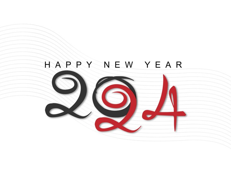Deseo de año nuevo 2024 Ilustración negra y roja