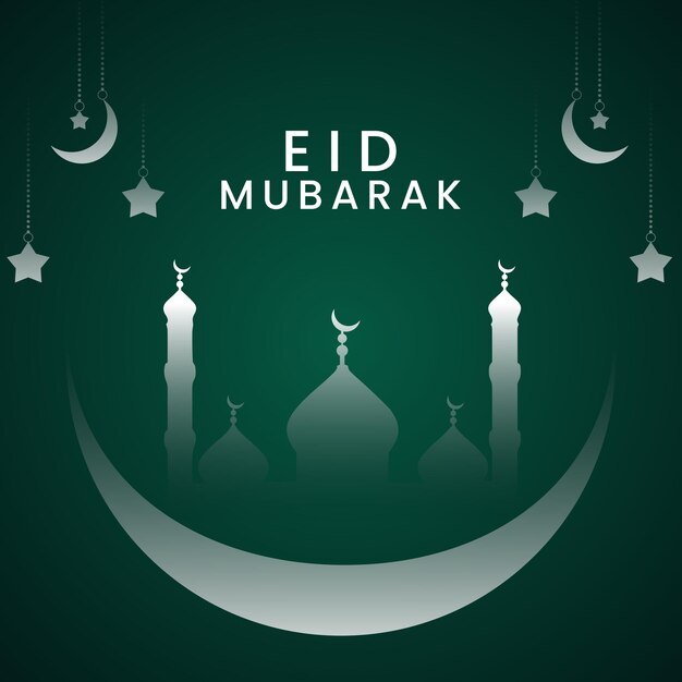 Deseo de Eid Mubarak con imagen de arte de fondo de diseño de mezquita