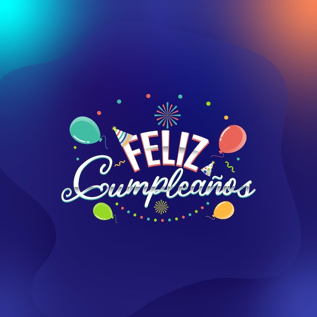 Deseo de feliz cumpleaños español colorido