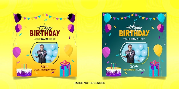 Deseos de cumpleaños en las redes sociales plantilla de invitación a una fiesta o tarjeta de felicitación