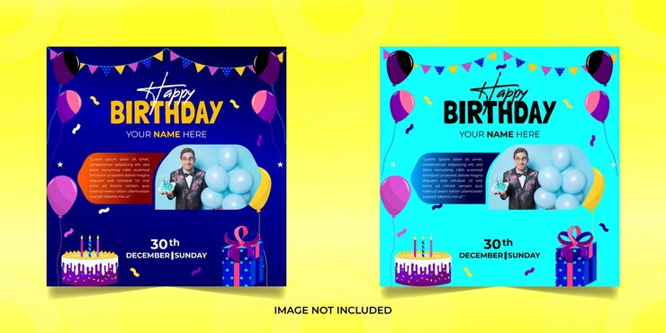 Vector deseos de cumpleaños en las redes sociales plantilla de invitación a una fiesta o tarjeta de felicitación