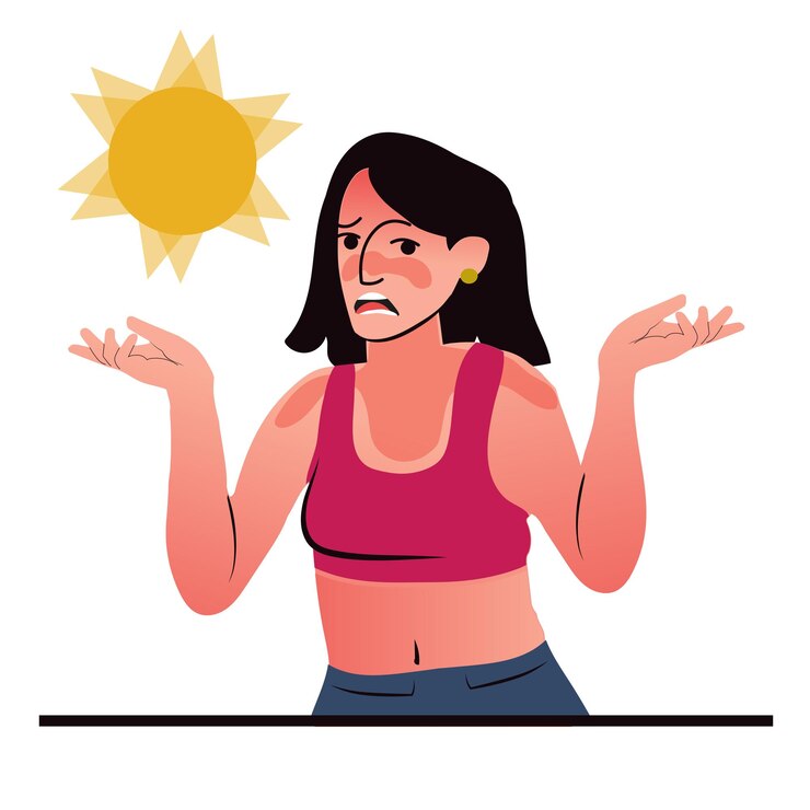 Vector deshidratación de verano y algunos cuidados de la piel