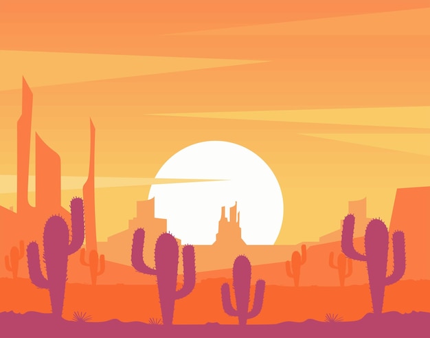 Desierto al atardecer con cactus