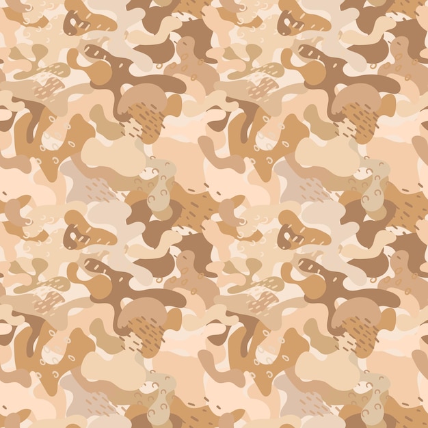Desierto beige dibujo militar a mano camuflaje patrón sin costuras formas abstractas modernas dibujo a mano caza