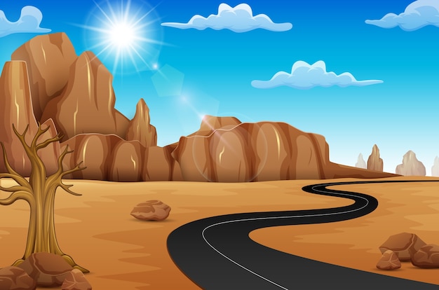 desierto y caminos en verano