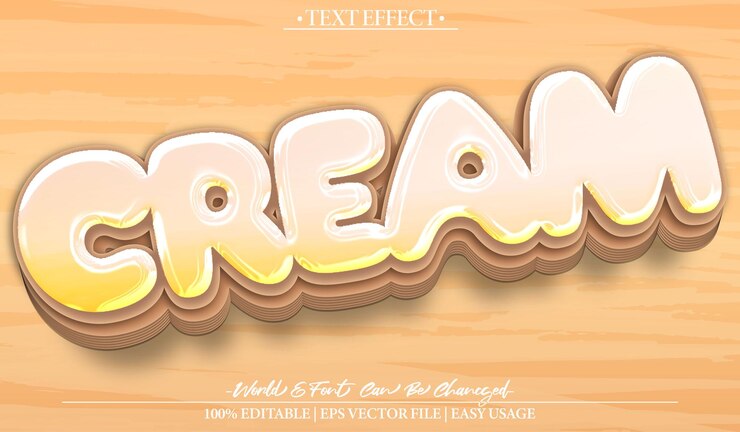 Vector desierto de crema de pastel dulce panadería vector efecto de texto editable alfabeto