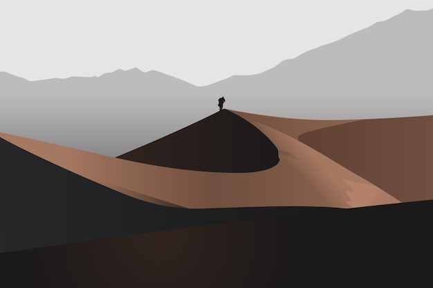 Vector desierto con fondo de montaña