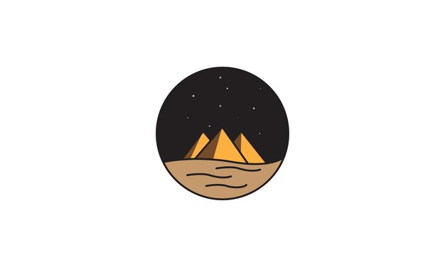 Desierto montaña noche moderno logo vector icono ilustración