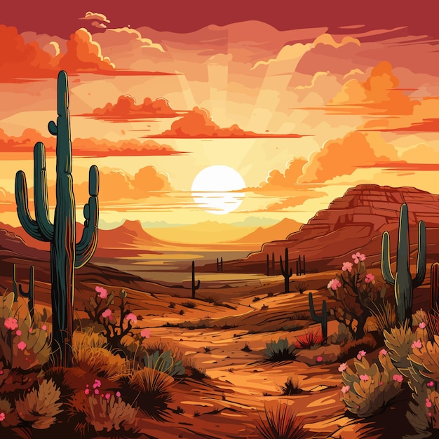 Desierto paisaje fondo estilo vector ilustración