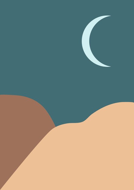 Desierto con paisaje de luna en estilo boho