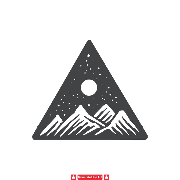 Desierto Panorama Arte de línea elegante Vector de silueta que representa majestuosas cadenas montañosas