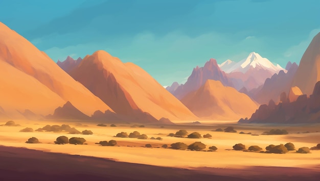 Desierto rocoso con cañones ilustración detallada de pintura dibujada a mano