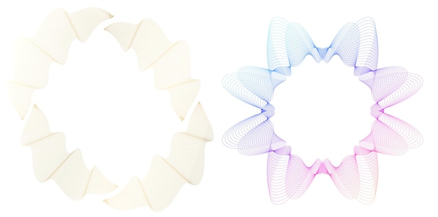 Design Element Wave Lines Guilloche curve line Background circle for Pattern branding Frame border fluid gradient protective document layers Simbol object Colorful 3D layered modern tech