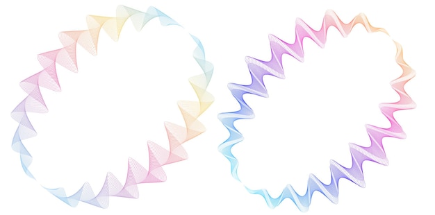 Design Element Wave Lines Guilloche curve line Background circle for Pattern branding Frame border fluid gradient protective document layers Simbol object Colorful 3D layered modern tech