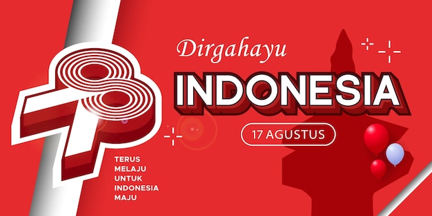 Designio del 78o Día de la Independencia de Indonesia 17 de agosto Feliz día de la independencia de Indonesia