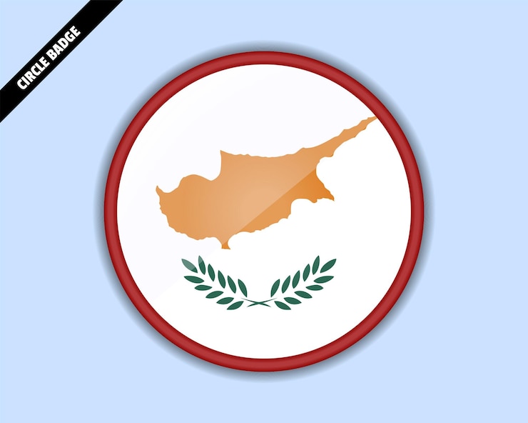 Vector designo vectorial del distintivo del círculo de la bandera de chipre signo redondeado con reflexión