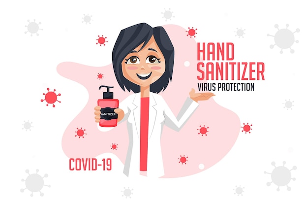 Desinfectante de manos protección contra virus diseño de banner covid19