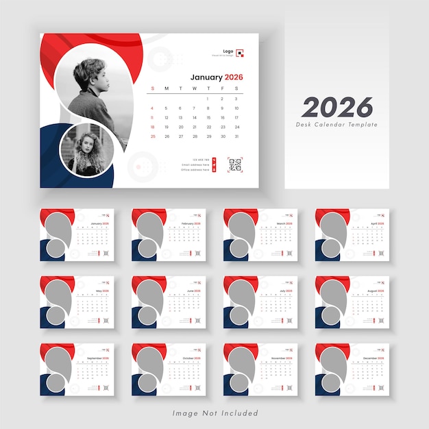 Desk calendar design template 2026
