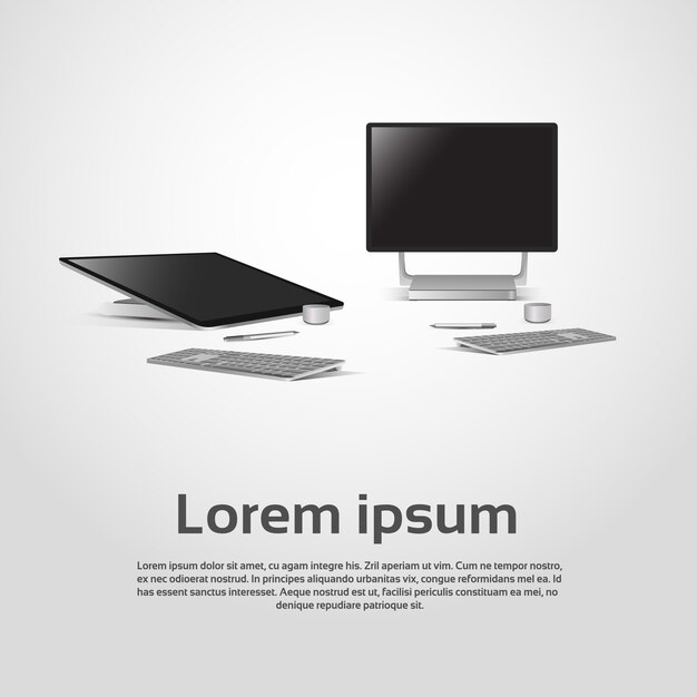 Desktop Logo Modern Computer Workstation Icon Vector Illustration
