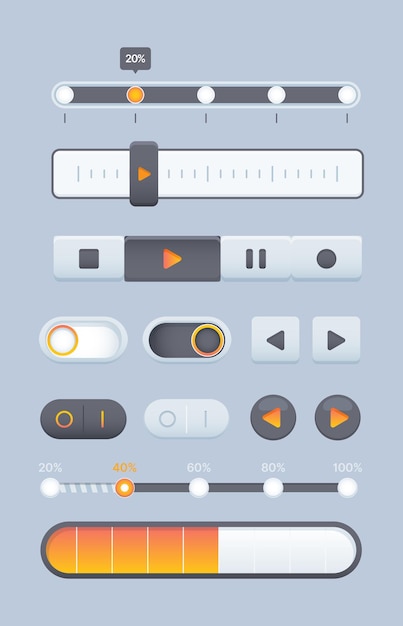 Deslizadores web páginas en línea ui elementos de navegación botones deslizadores dinámicos y divisores ecualizador llamativa plantilla vectorial
