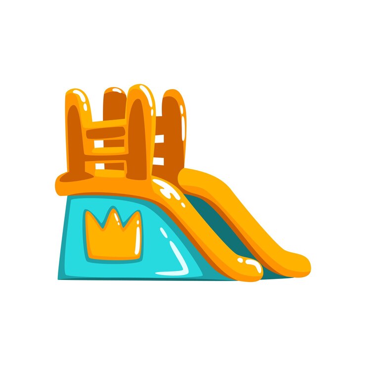 Vector deslizamiento inflable vista lateral parque de atracciones equipo rebotador vector ilustración aislada sobre un fondo blanco