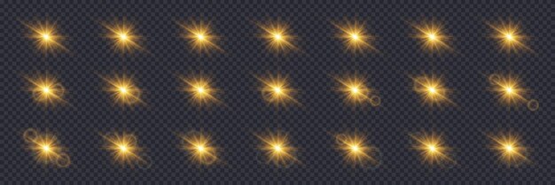 Deslumbramiento parpadeante y destellos parpadeantes de luz Efecto estrella y lente