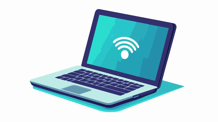 Vector despejar el icono de tecnología de computadora portátil inalámbrica aislado